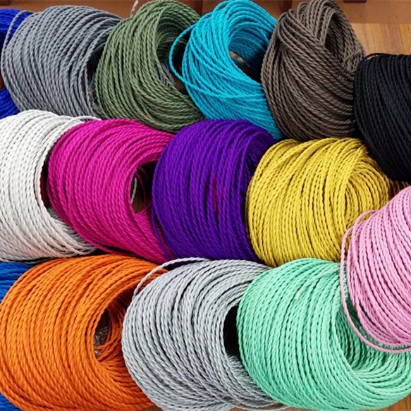 Decorative Wires Electric Cord Fabric Cable Cotton Textile Cable Braided Electrical Wire For Vintage Edison Pendant Lighting