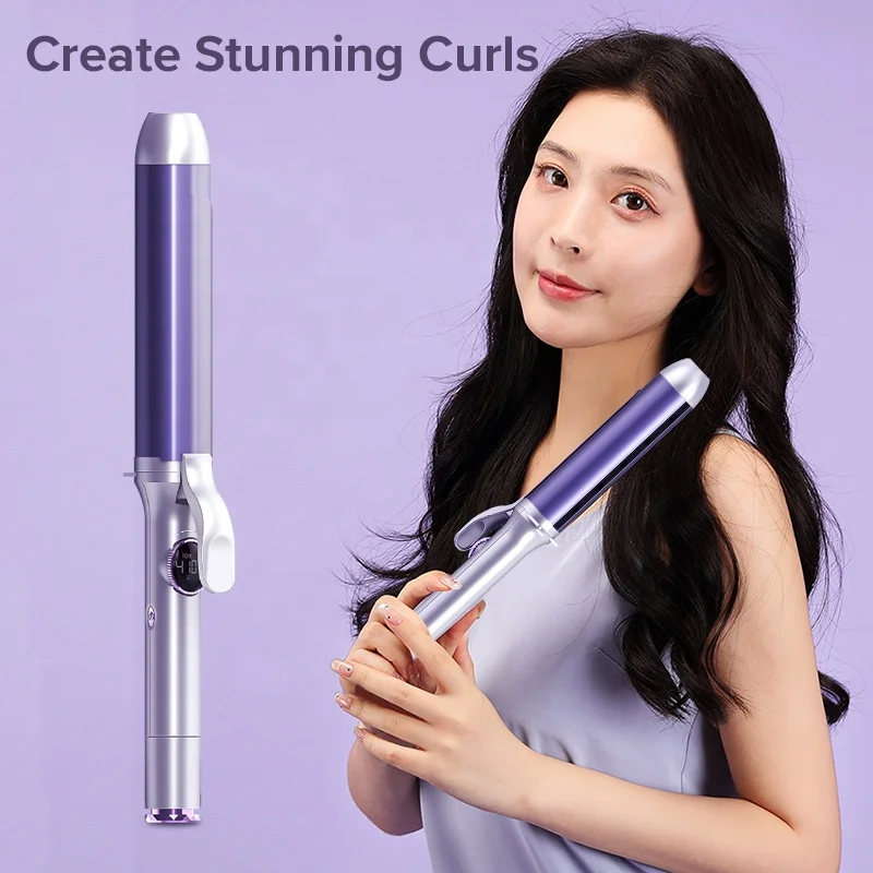 Factory Custom Negative Ions Hair Curler Machine Professional Salon Fast Curls Portable LCD Gative Ion Outlet Barbershop Purple