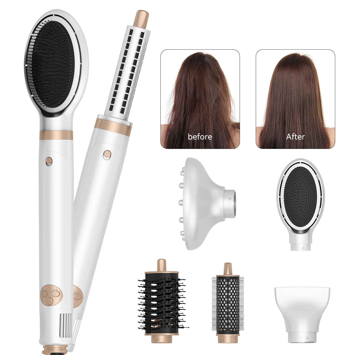 8 In 1 Brushless NTC Induction Negative Ions Automatic Hair Curl Straightener One Step Hot Air Styler Professional Hair Dryer