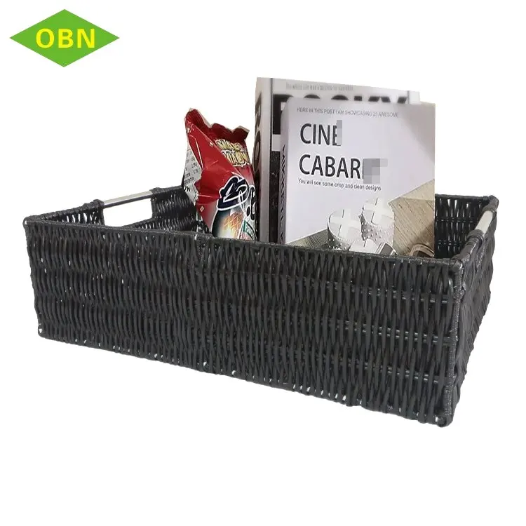 Прочный черный ручной работы Детский ручной работы закуски книги для хранения книг пластиковая корзина Органайзер