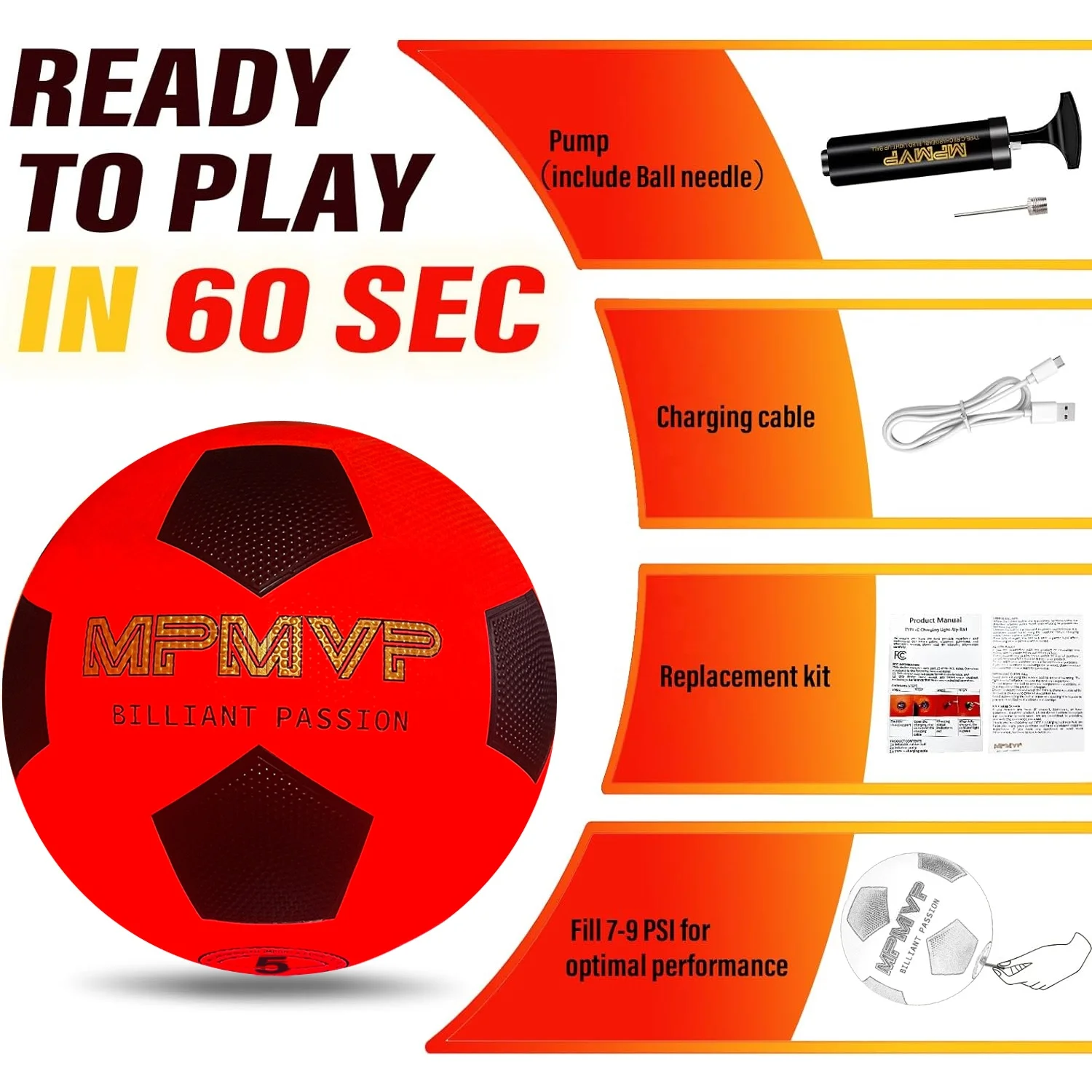 USB Type-C Rechargeable LED Soccer Ball Size 5 Luminous Glowing Rubber Ball with Custom Logo Glow in the Dark Style