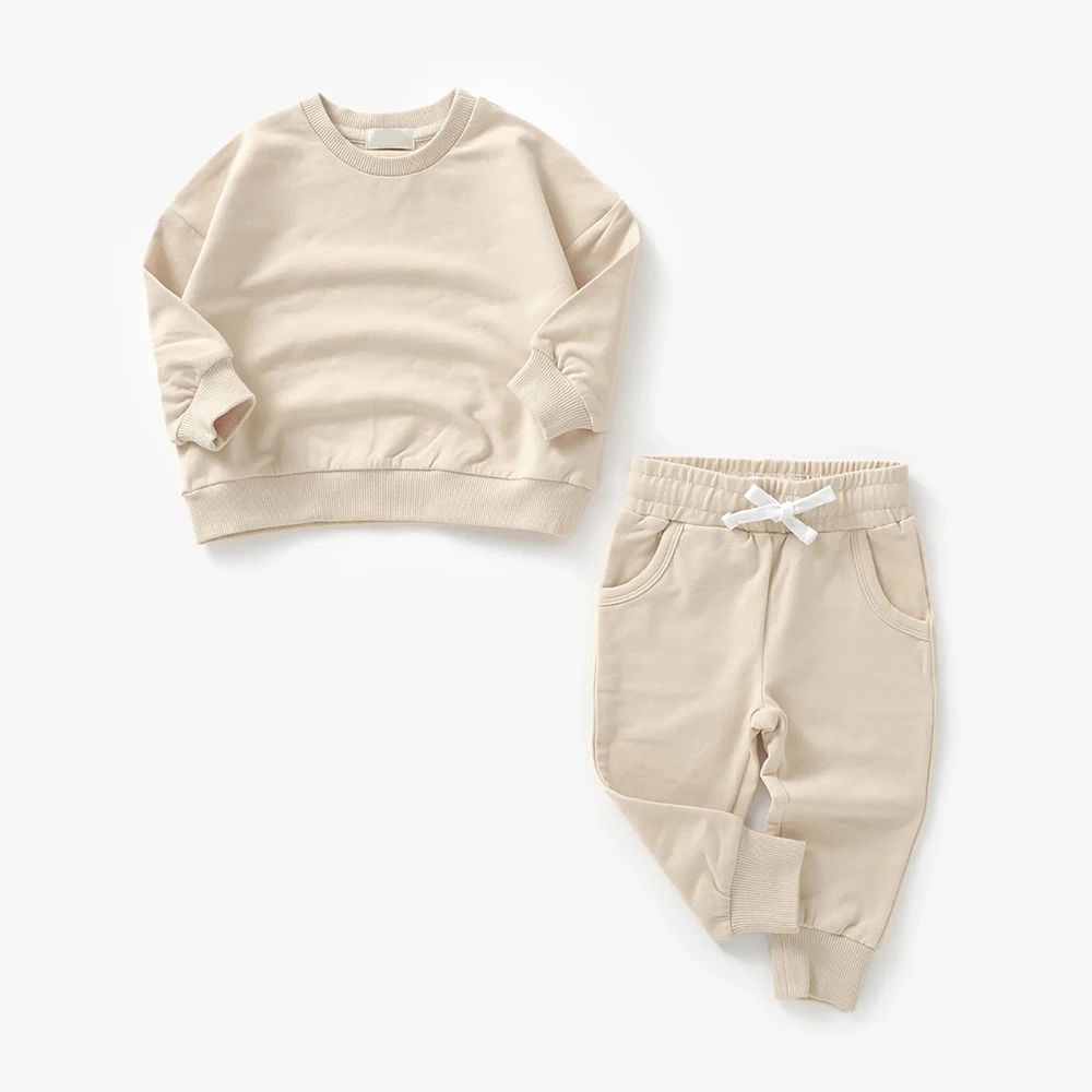 Organic cotton toddler boys clothing sets kids sweatsuit jogger sets custom children tracksuits streetwear kids sweatshirt set