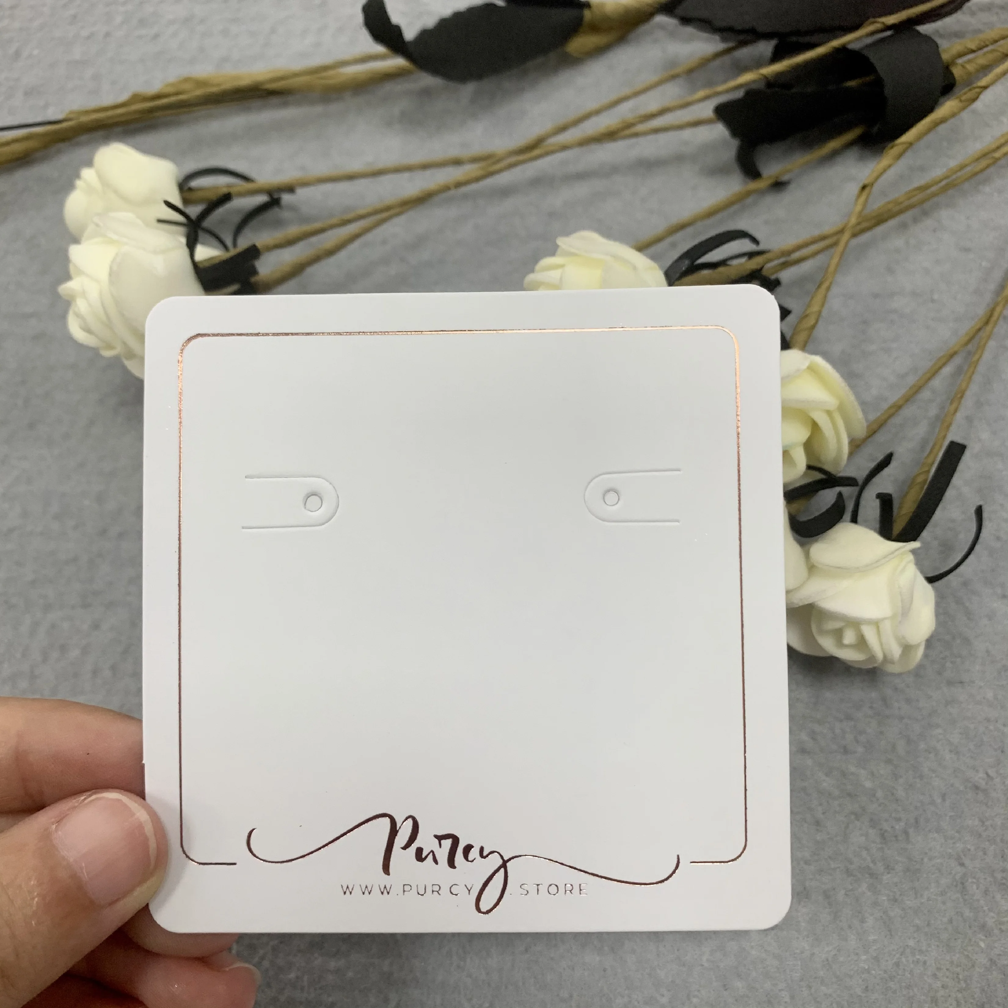 Custom Logo Printed Cardboard Paper Display Card Hang Necklace Tags for Jewelry With  Brand Name