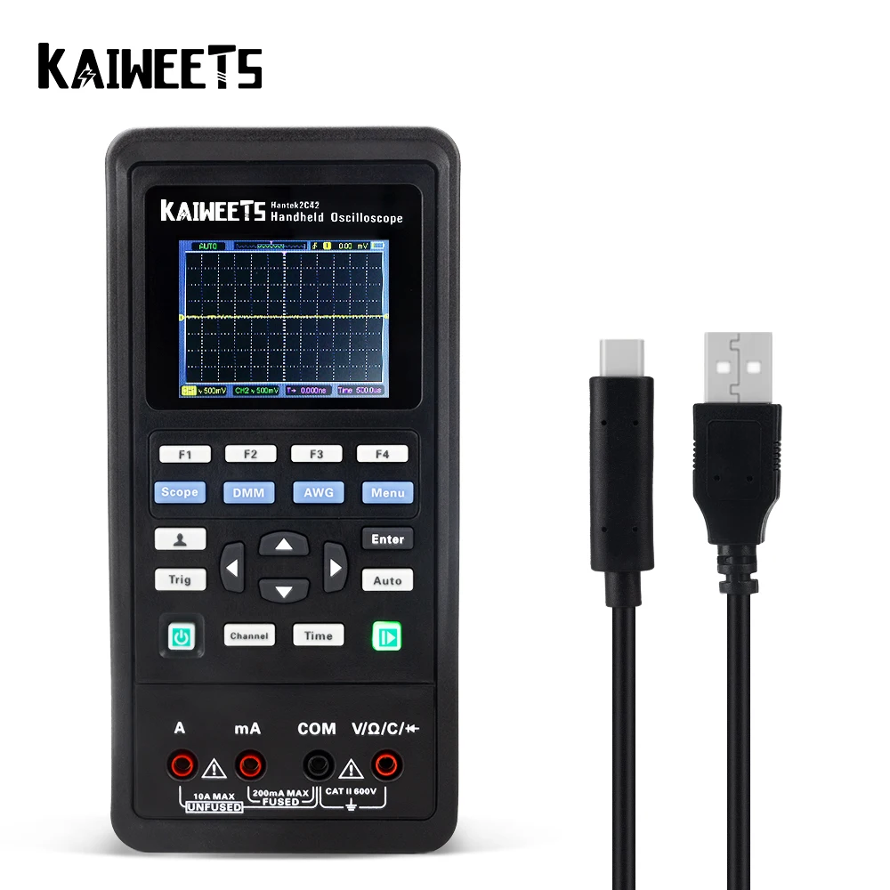 Портативный цифровой осциллограф Kaiweets 2C42 со светодиодной подсветкой высокая точность с функцией профессионального цифрового