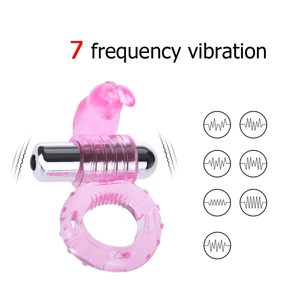 
High Quality TPE Exquisite 7 Frequencies Strong Vibration Rabbit Cock Ring 
