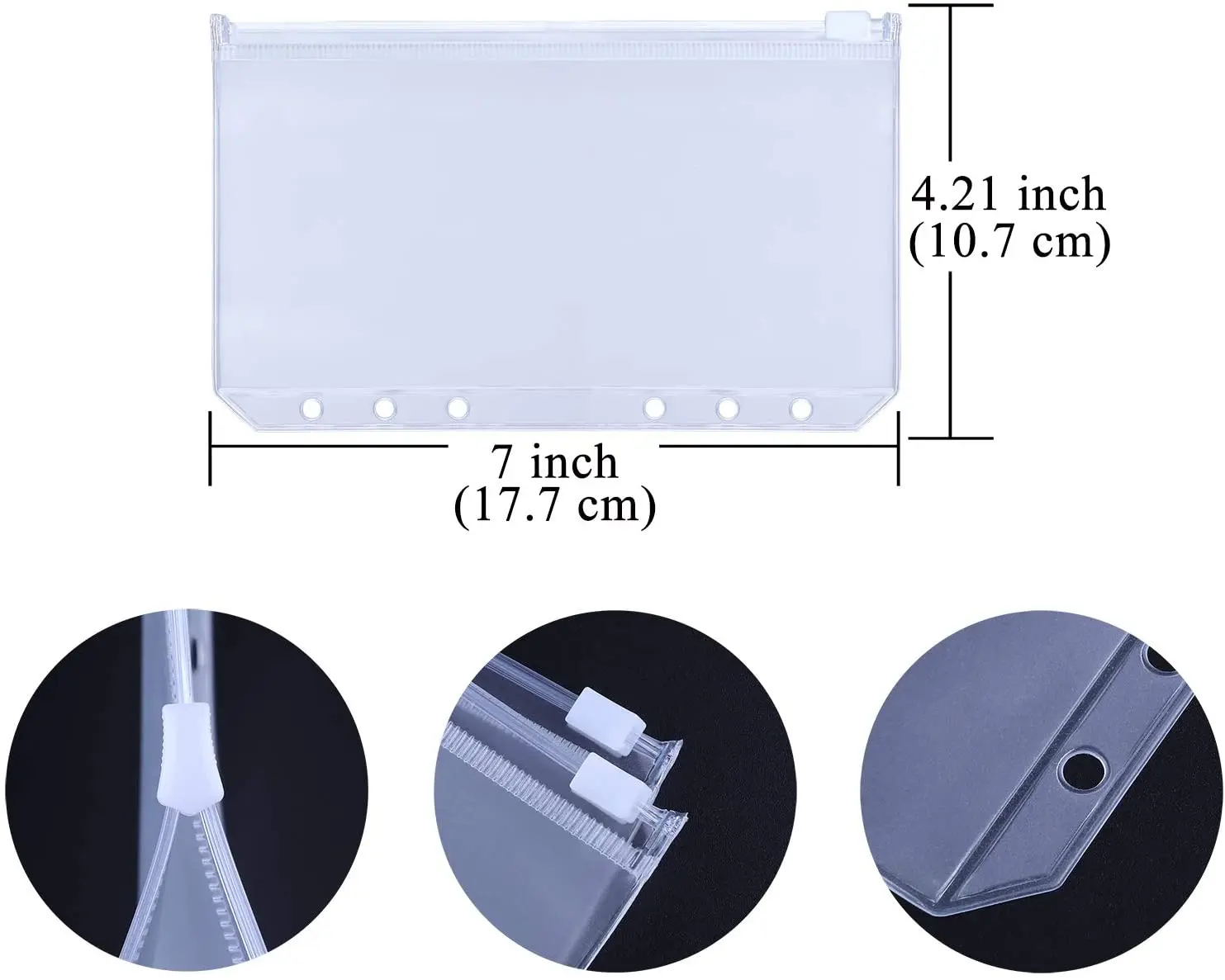 PVC Cash Budget Zipper Envelopes 6-holes Binder Pouches Folders With Label Pocket A6 Size Binder Pockets