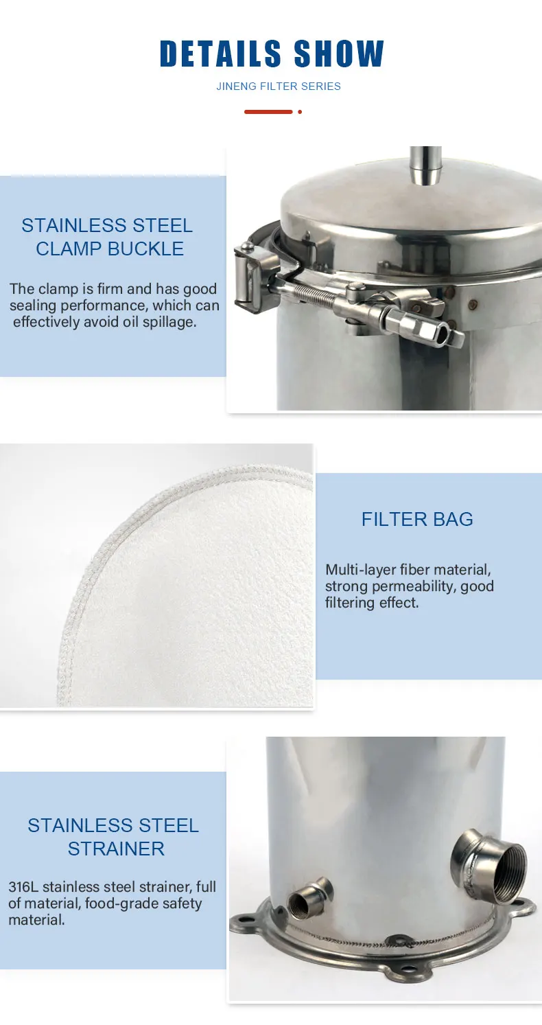 ss304 Stainless Steel Bag Filter Housing for water treatment 