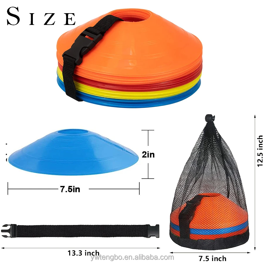 50pcs Flat Field Cones Non Slip Rubber Agility Markers Flat Field Cones for Soccer Basketball Sports Speed Agility Training