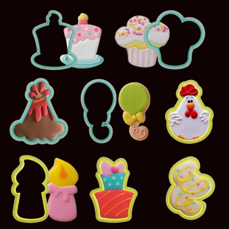 8 Birthday & Party Biscuit Fondant Dough Clay Cutter Mold Tool,Cookie Cutters For Royal Icing and Kids Baking