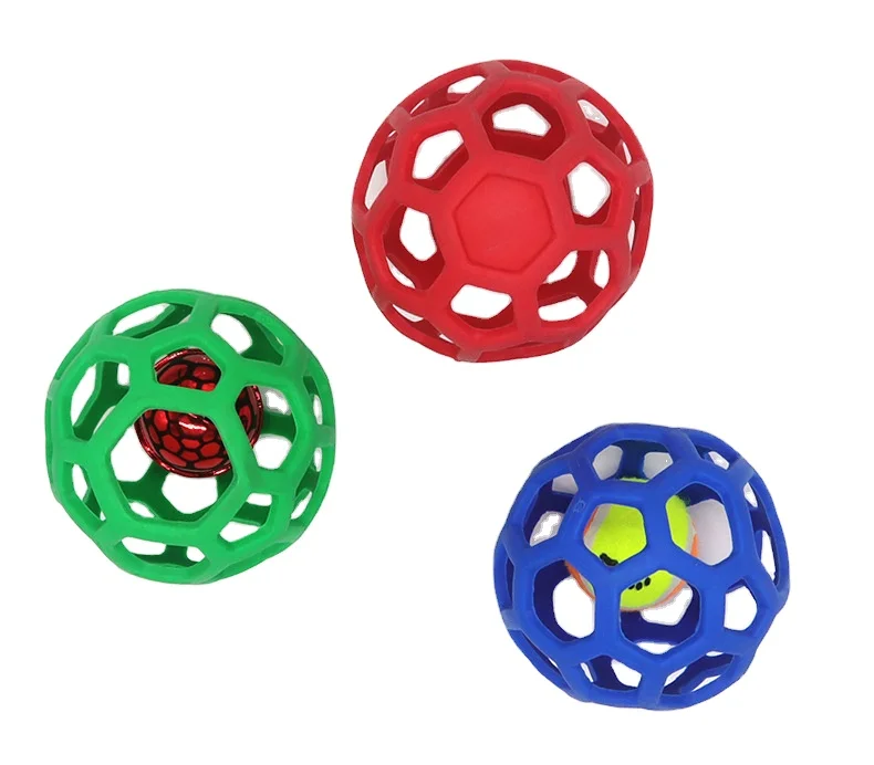 Toy hollow ball TPR plastic bite resistant elastic rubber rubber teeth-cleaning dog toy balls pet chew