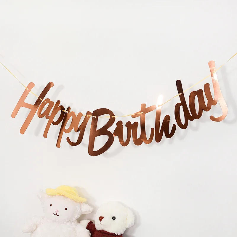 Hot Selling INS Siamese Characters Happy Birthday Happy Birthday Flag Baby One-year-old Party Decorations Layout Banner