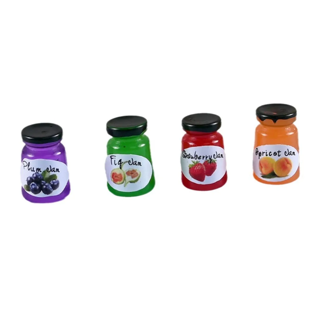 100pcs/bag 3D Resin Fruit Jam Plum Strawberry peach Jars Cup Cabochon Dollhouse Miniature Simulation Food DIY Toy Doll House