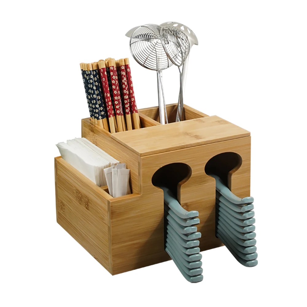 Tableware food flexible storage cutlery holder countertop bamboo restaurant cutlery table holder