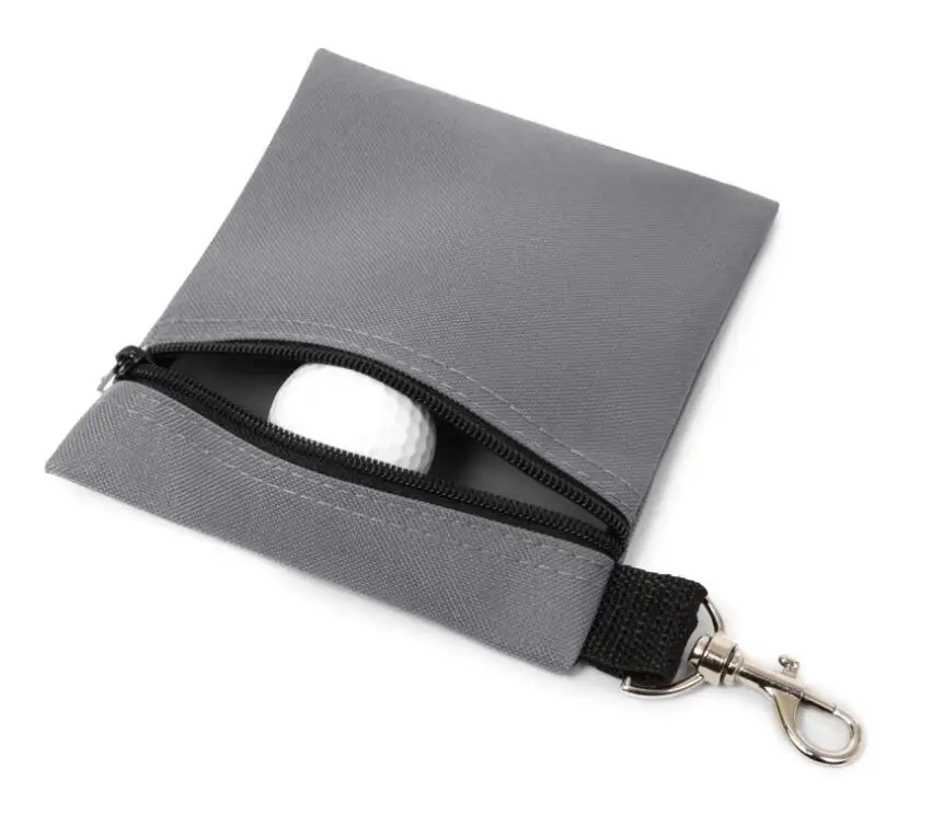 Golf Tee Pouch Professional Zipper Golf Ball Pouch Bag with Metal Lobster Claw Clip