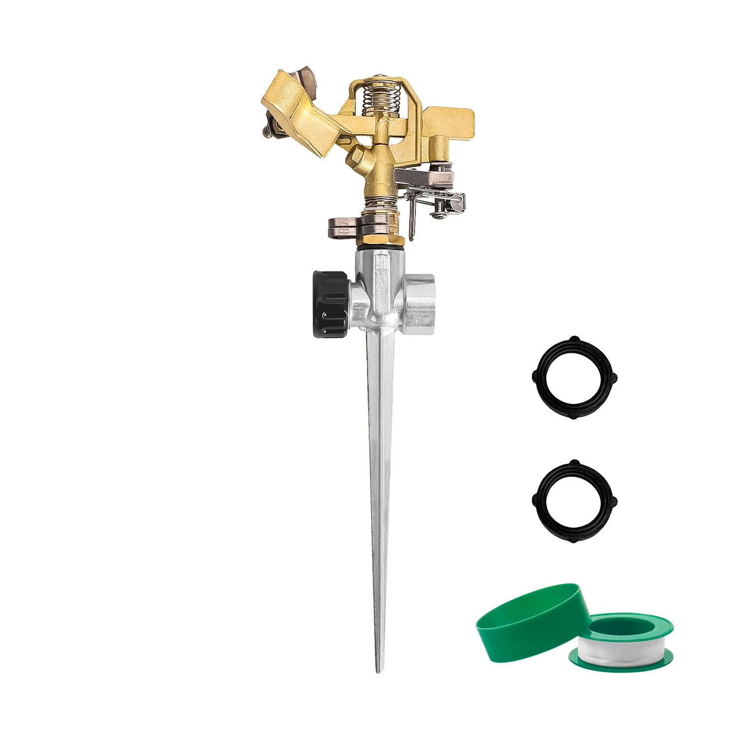 360 Gear Drive Plastic Rotary Sprinkler with Spike for Garden Agriculture Farm  with 1 Tape and 2 Rubber Washers