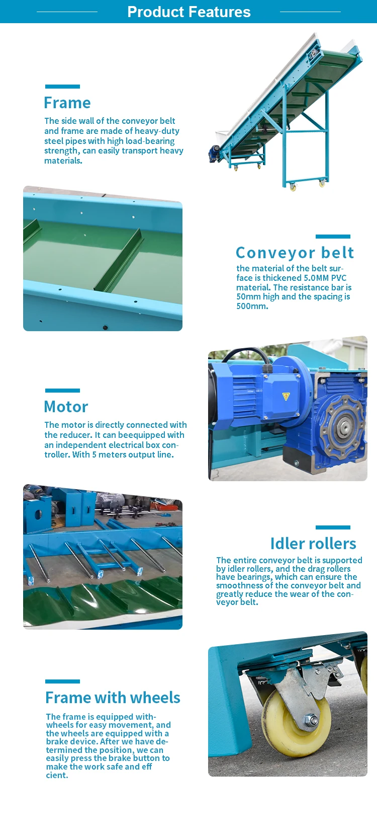 Factory Custom Industrial Systems Assembly Line Green Pvc Rubber Pu Food Flat Belt Conveyor