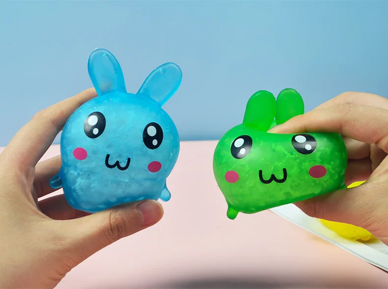 Easter Cute TPR Water Bead Squeeze Rabbit Toys Squishy Bunny Soft Stress Ball For Kids