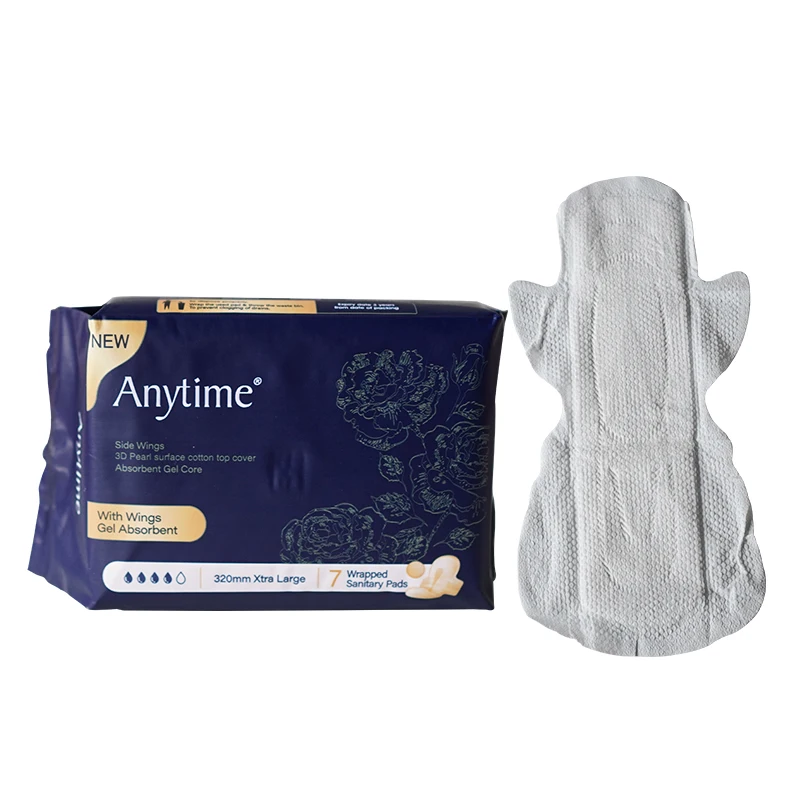 Anytime Super Absorption Best Quality 320Mm 8.5g Night Women Feminine Sanitary Napkin Long Pads Soft Cotton Pads