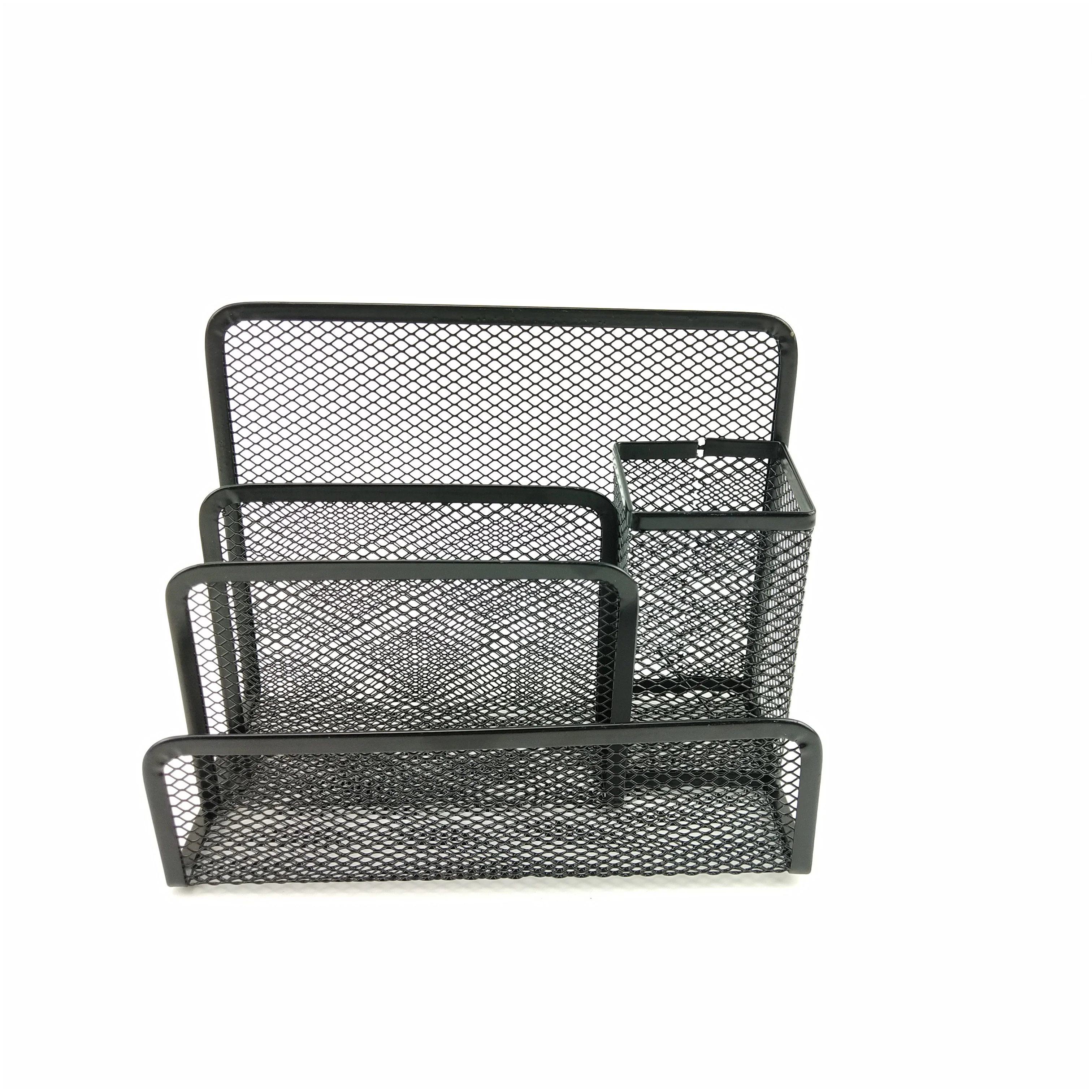 Black Metal Mesh Letter Holder Letter Sorter Storage Office Accessories Desk Organizer Office Supply Mail Holder with Pen Holder