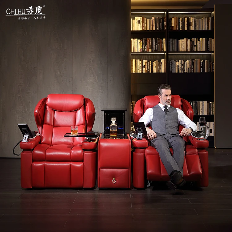 Unique design leisure  Villa cinema room sofa luxury airplane  2 seat home  automatic recliner theater wireless charger seats