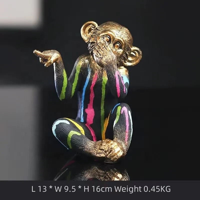 Custom Resin Animal Statue Monkey Custom Gift Toy Monkey 3 Monkey Statue small Gift Home Resin Crafts Resin Ornaments