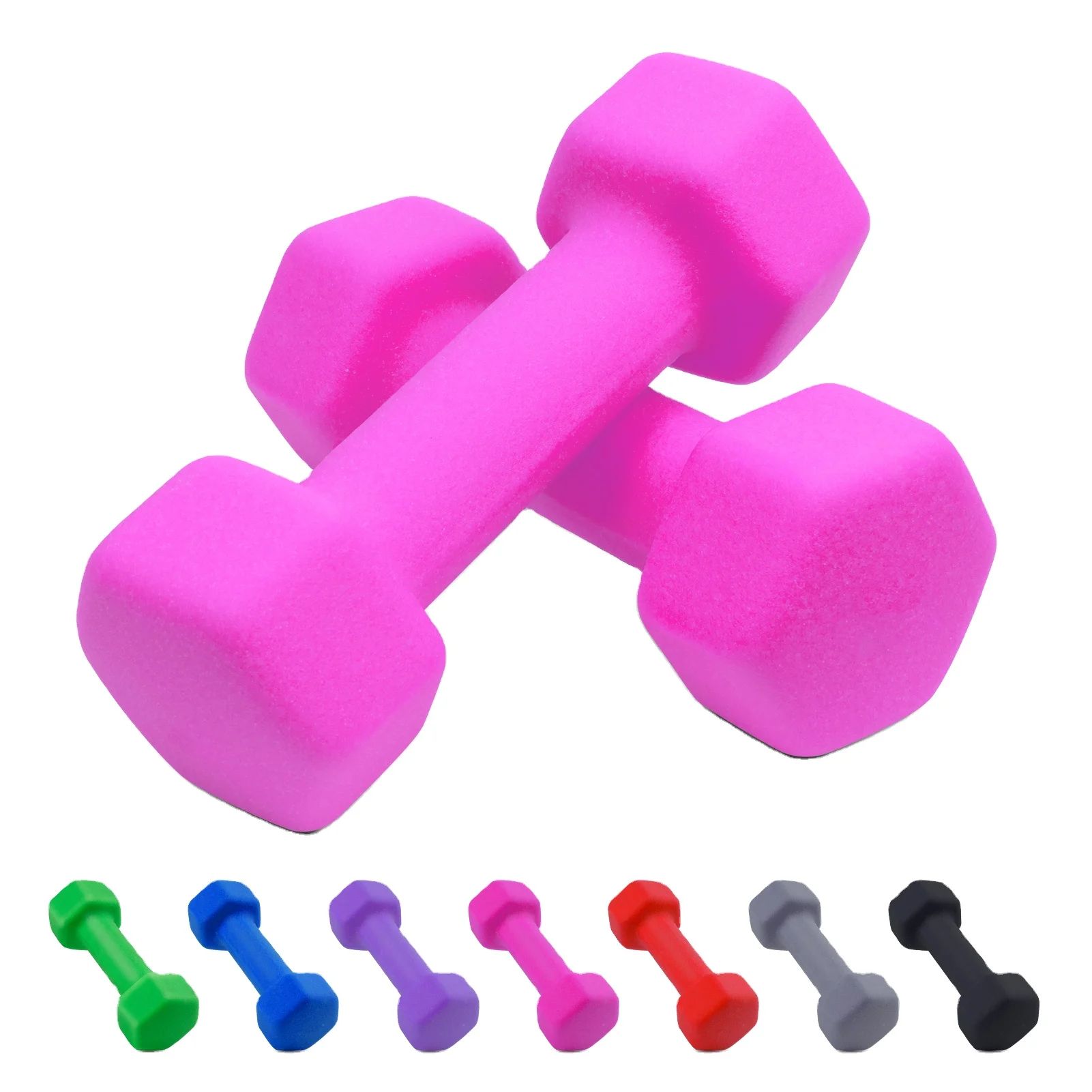 Neoprene Dumbbells Factory Supply Color Cast Iron Rubber Coated Hexagonal Dumbbell
