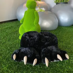 Custom cute soft fluffy fur Furry  funny claw paw tiger dinosaur black bear slippers costume footwear cotton slippers