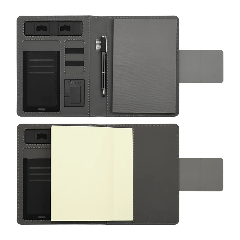 New Design Wholesale A5 15W Wireless Charger and Super Fast Charging Power Bank Notebook Custom logo With Exquisite Gift Box