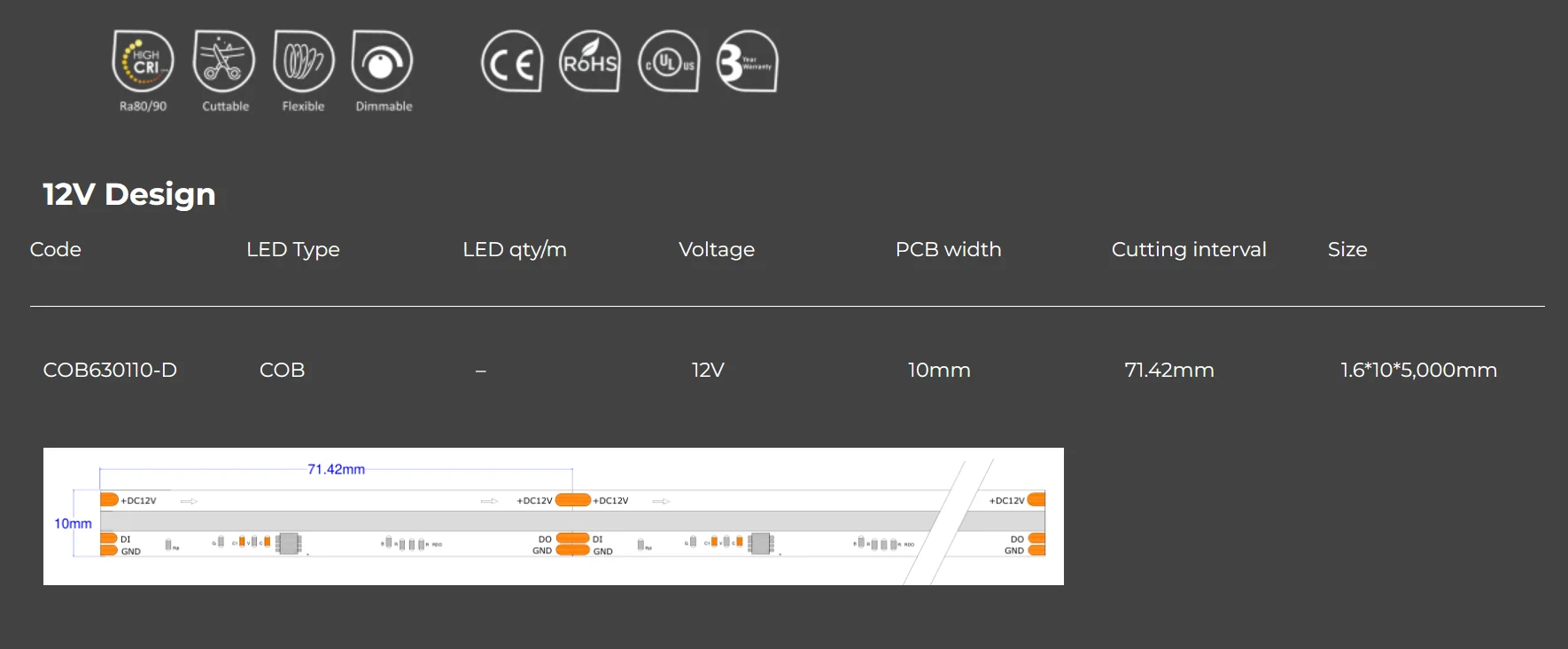 Wholesale Supplier High Quality 10pixels 12V RGB LED Tiras for entertainment places