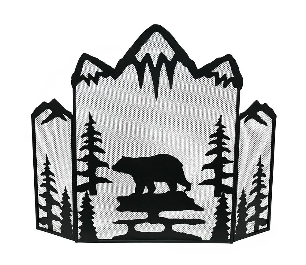 The mesh design of the metal fireplace screen protects the room from the ember screen