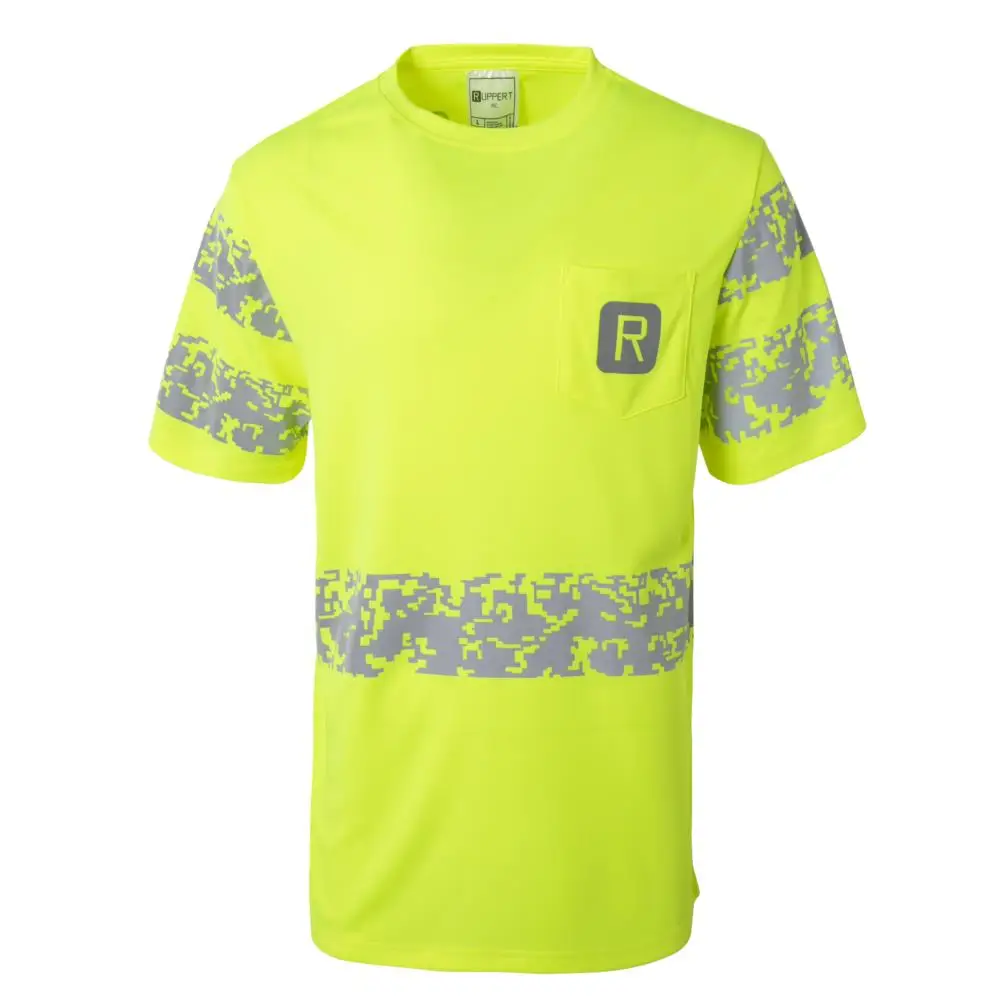 OEM Custom logo High Visibility Reflective Waring100% polyester tshirt Safety Work With Reflective Strips pocket shirts