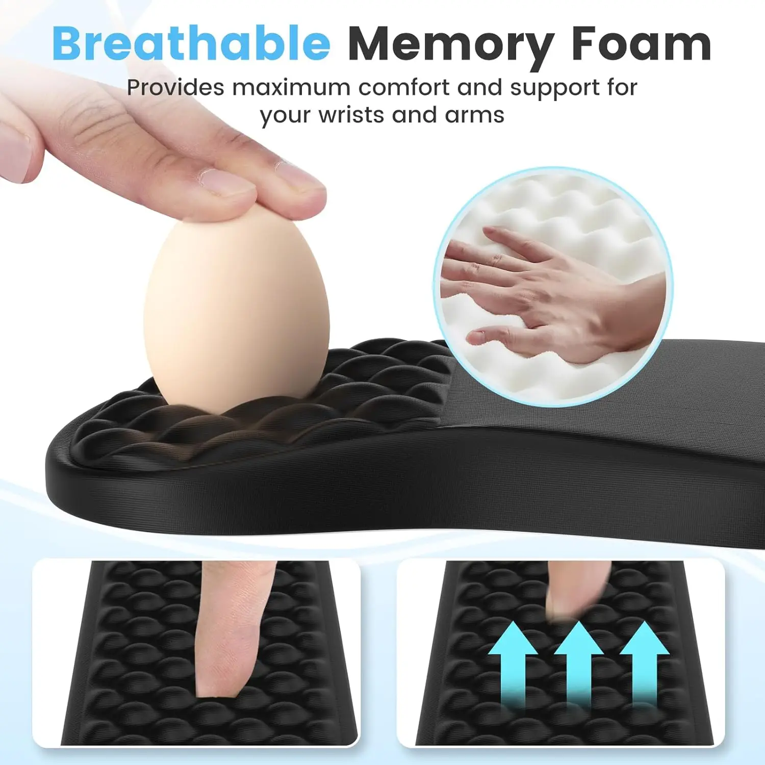 Custom Non Slip Computer Working Gaming Accessory Supportive Memory Foam Keyboard Pad Set Wrist Rest Ergonomic Mouse Pad Set