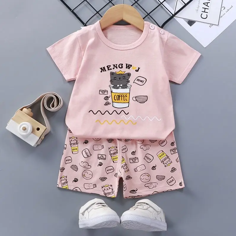Wholesale pajamas Boys Summer Clothing Set Custom Short Sleeve Top T-Shirt and Pants Shorts 2PCS Set for Boy
