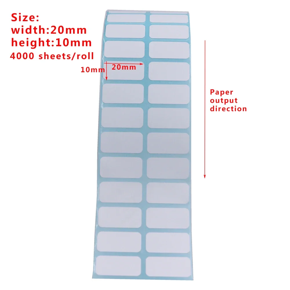 Custom 20x10mm Direct Thermal Label Blank Self Adhesive Sticker Paper White Barcode Label Roll