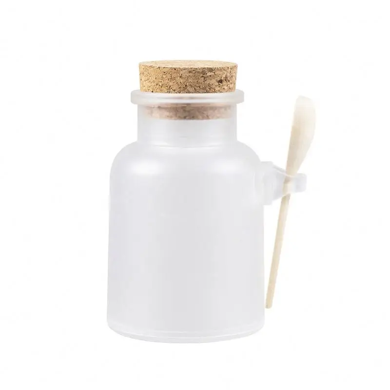 Round Shape Bath Salt Bottle With Wooden Lid And Spoon ABS Bath Salt Packaging BSJ-030Z