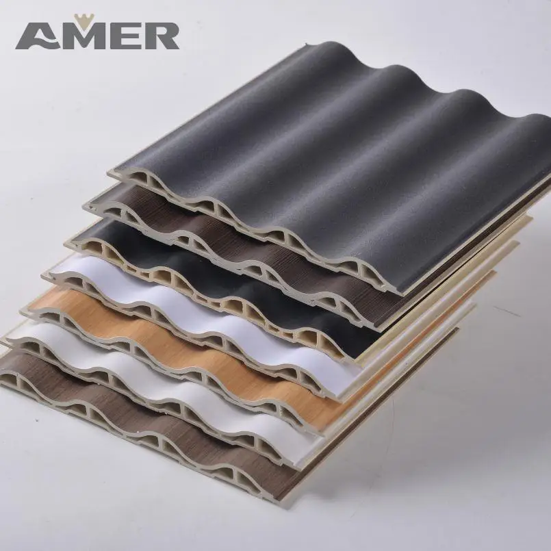 Amer Factory Price 100% Waterproof Selfadhasive Wall Cladding Fluted Panel Wall Cladding Wood Pvc Wpc Interior Wall Panel