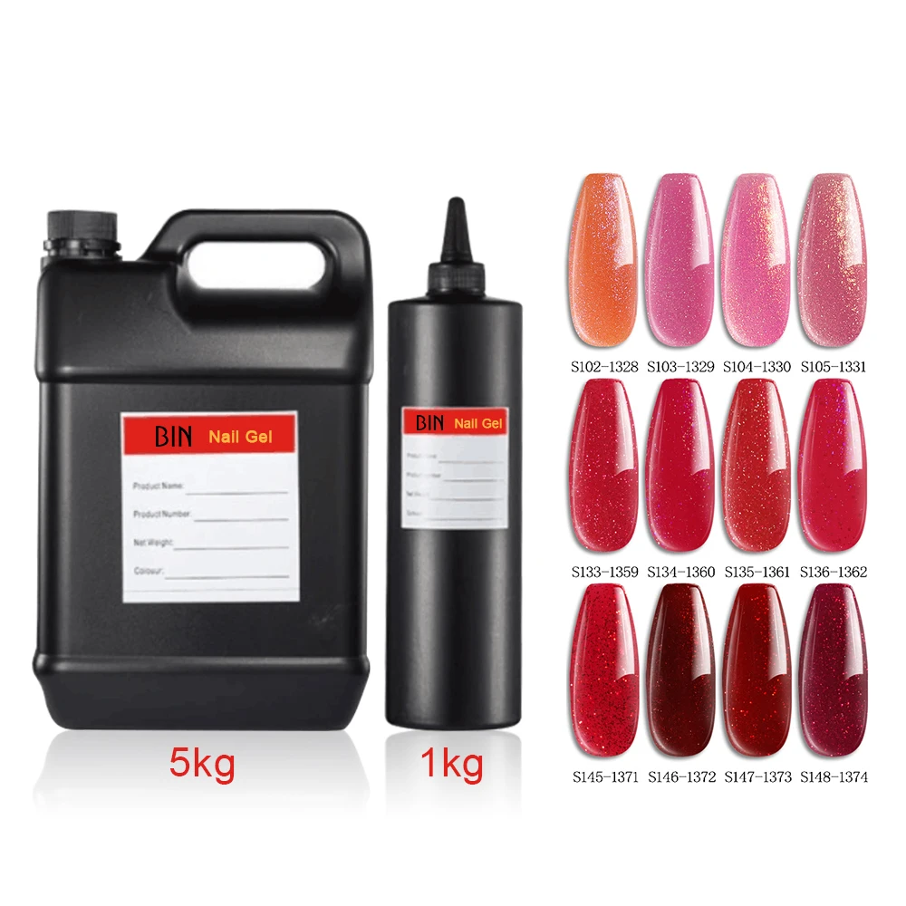 BIN Wholesale HEMA free NO TPO Formula Base Clear Raw Semi-material of UV Gel Nail Polish Builder gel 1 KG To Mix Color Pigment