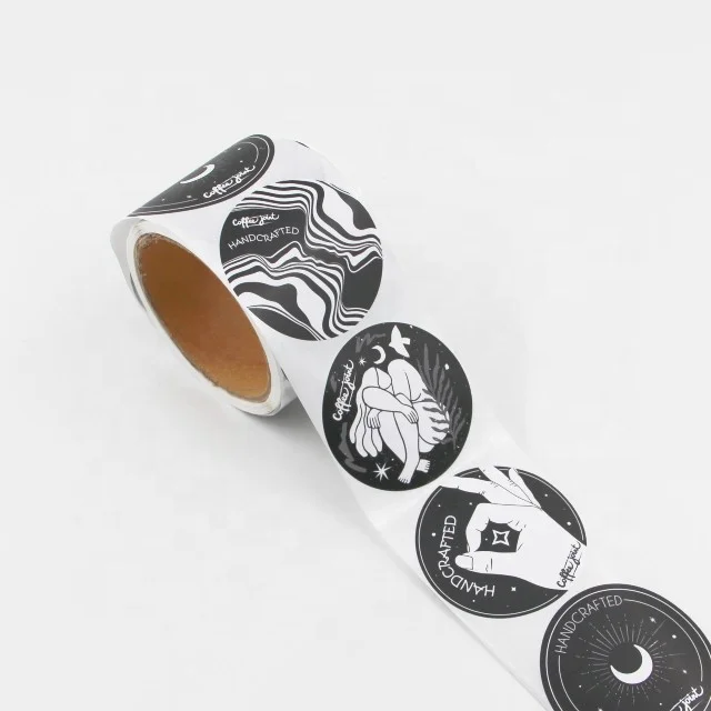 Round Thank Sticker Matte Lamination Coated Paper Label Customize Sticker for Coffee Cup Bread Packaging Sticker