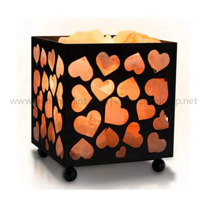 Himalayan Salt lamp iron basket with chunks Available at very low prices