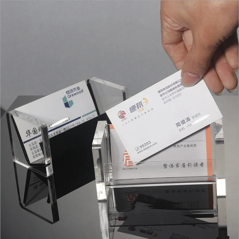 Factory customized acrylic business card holder wholesale business card boxes pen boxes on desktop with low price
