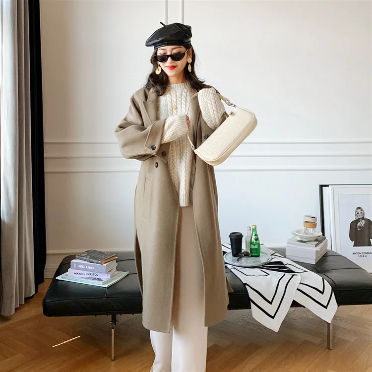 Cappotto Lana Customized Solid Color Jacket Soft Comfortable Long Wool Overcoats for Women