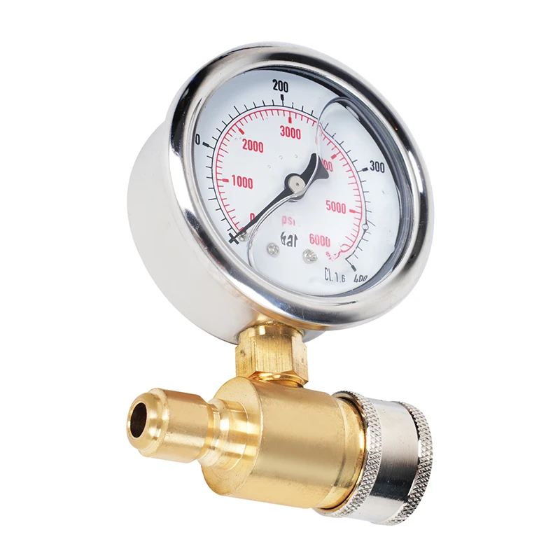 5000psi Pressure Washer Pressure Gauge Kit 3/8 Inch Quick Connect