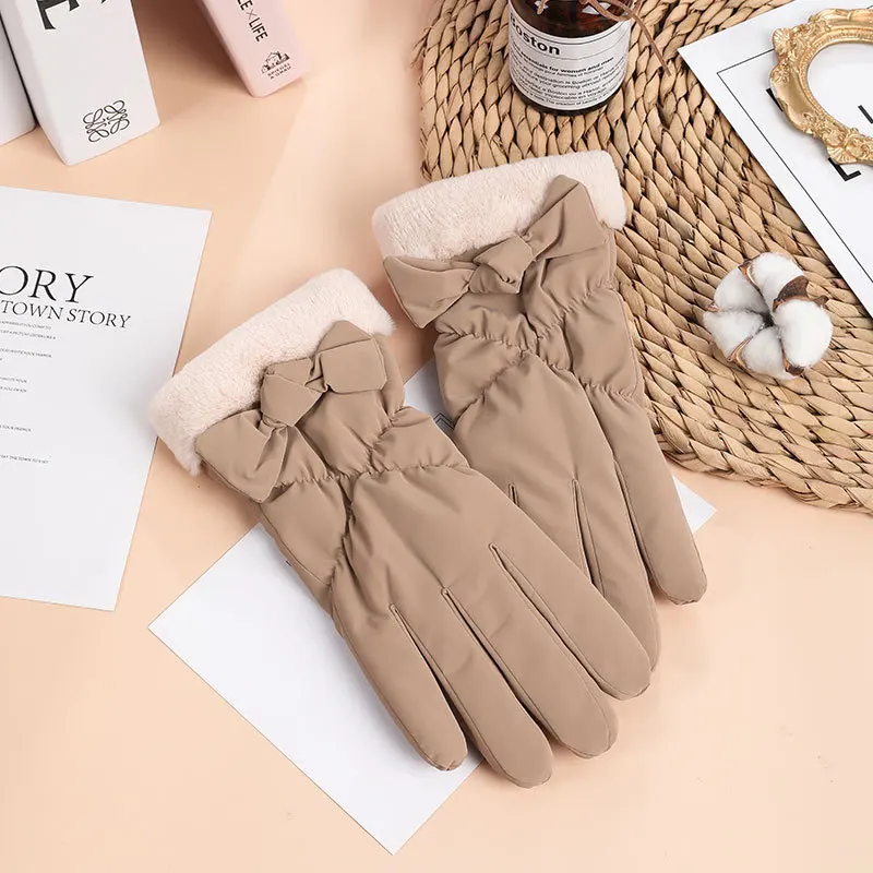 Woman Winter Plus Velvet Thicken Glove Outdoor Waterproof Screen Touch Fashion Warm Glove