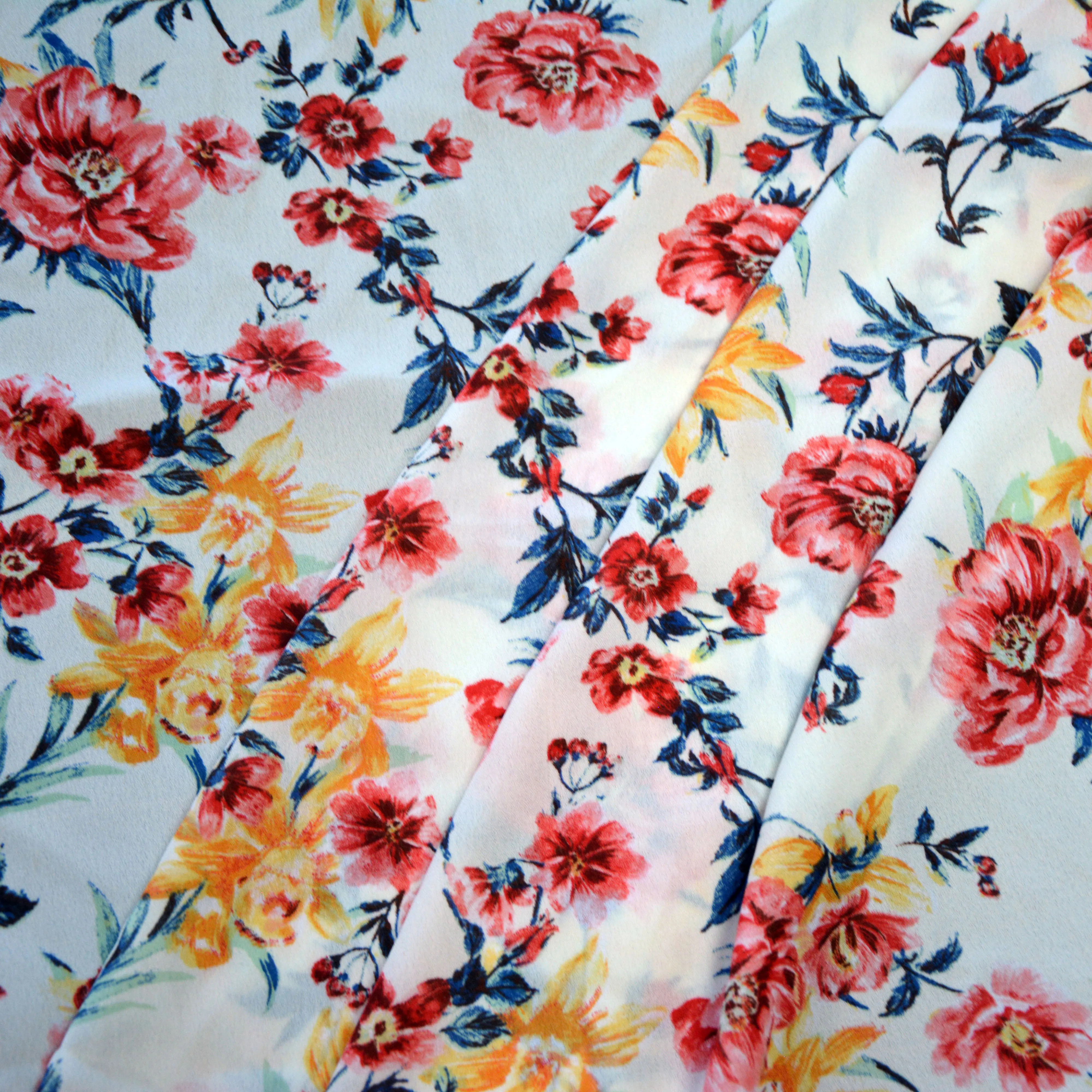 75D 100% Polyester Fabric Wholesale Floral Print Moss Crepe Chiffon with Pattern Water Printing Habijabi