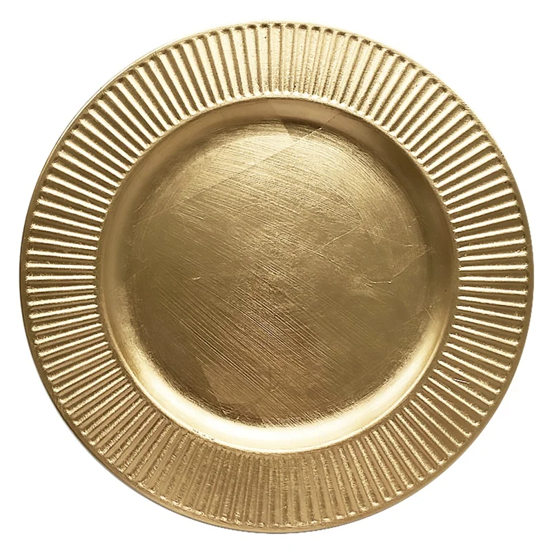 plastic table reef gold rim charger plates wedding decorative rose custom gold beaded charger plate chargers for dinner plates