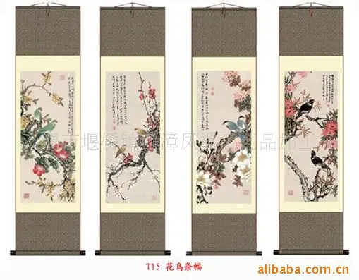 Living Room Office Hanging Ink Landscape Silk Exquisite Scroll Traditional Chinese Painting Bozhong Meeting Friends