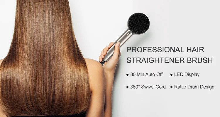 30 Min Auto-Off 40W electric Home/Travel Salon Men Women Hair Straightener Comb Hair Straightener Heat Brush