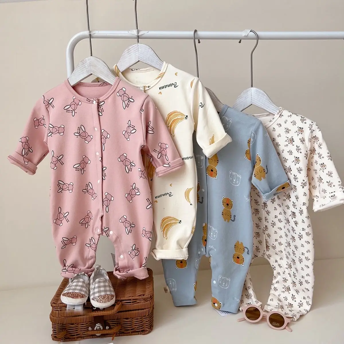 Floral babi girl romper fall long sleeve onesies baby clothes animal cartoon cotton baby bodysuits
