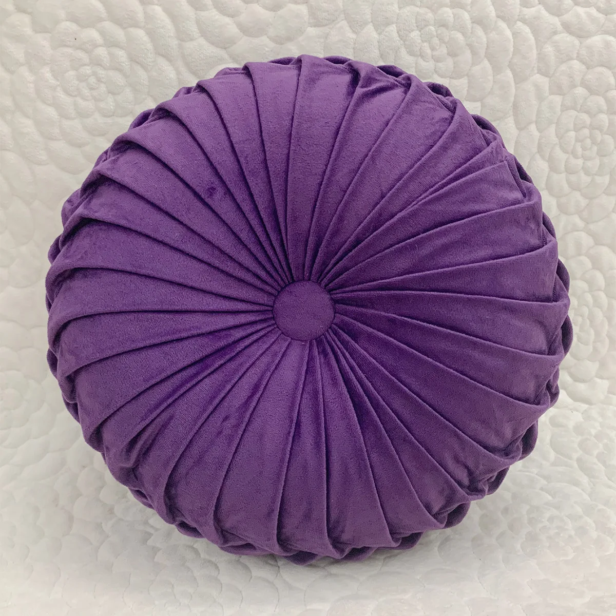 Decorative Round Throw Pillow Handcrafted Pumpkin Velvet Floor Pillow Chair Soft Cushion for Kids Chair Couch