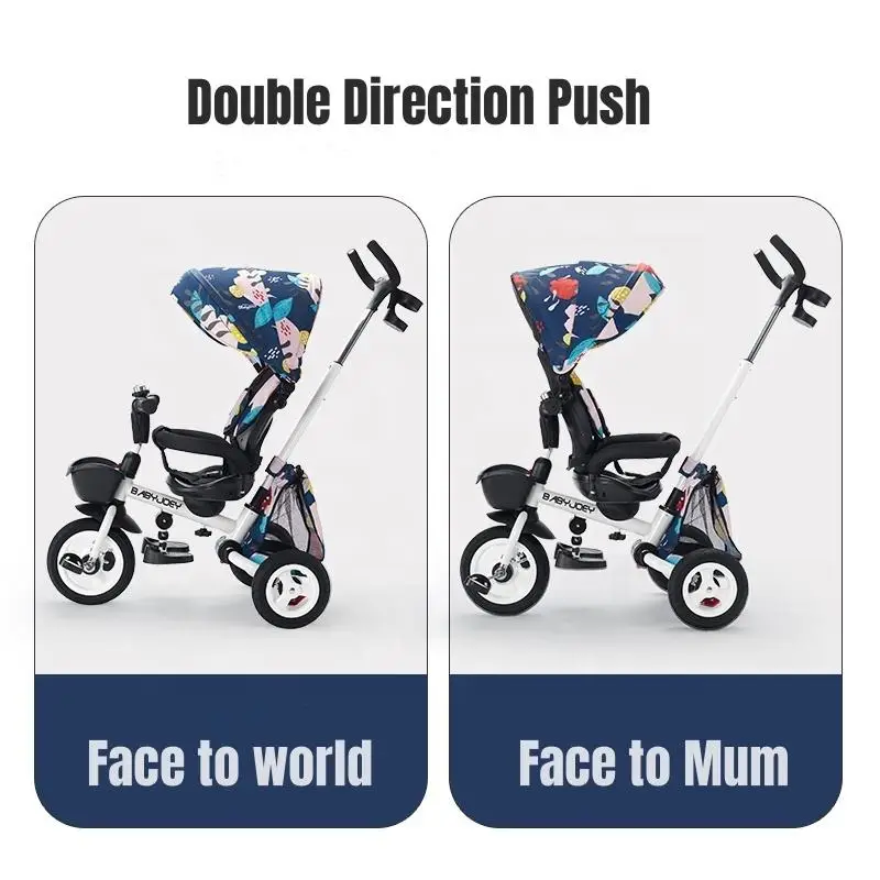 New Model Factory Price Children Trike Baby Tricycle Multi Function 4 In 1 Baby Tricycle With Sunshade Baby Stroller